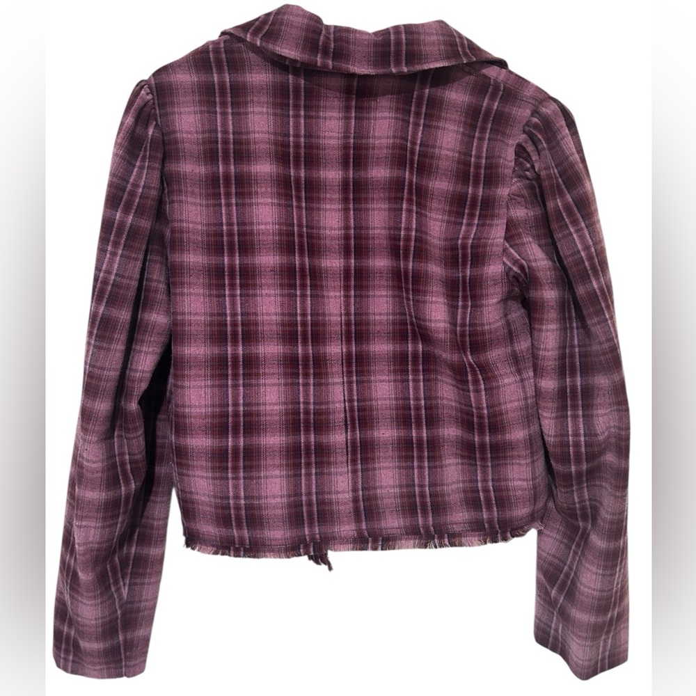 Free People We The Free purple Alessandra cropped plaid blazer - Picture 5 of 6